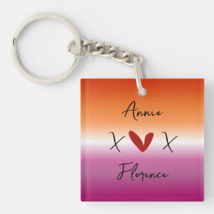 Porte-clés en acrylique Drapeau Lesbien X Love X S