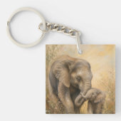 Porte-clés en acrylique Éléphant Mère & Bébé |  (Devant)