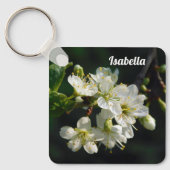 Porte-clés en acrylique Fleur de prunier blanc bot (Recto)