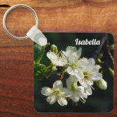 Porte-clés en acrylique Fleur de prunier blanc bot (Recto)