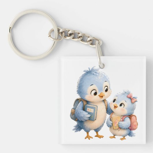 Porte-clés en acrylique Frères et Sœurs Oiseau Ble (Devant)