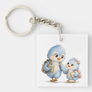 Porte-clés en acrylique Frères et Sœurs Oiseau Ble