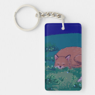 Porte-clés en acrylique Fuzzy le renard endormi 