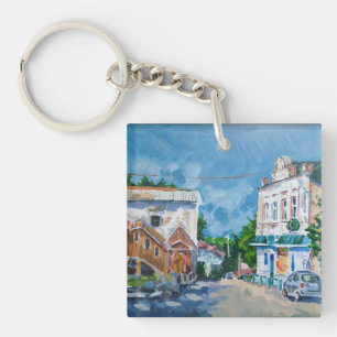 Porte-clés en acrylique Impressionniste de ville e