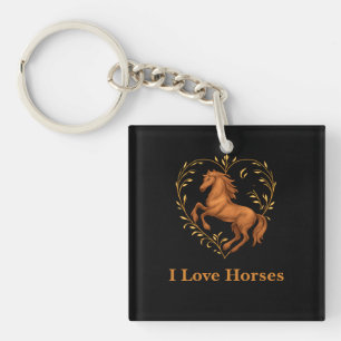Porte-clés en acrylique - J'aime les chevaux