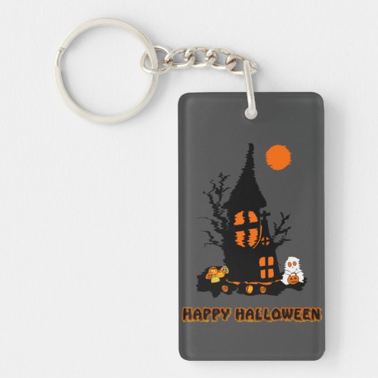 Porte-clés en acrylique | Joyeux Halloween (Devant)