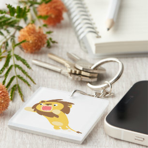 Porte-clés en acrylique Lion de dessin animé migno