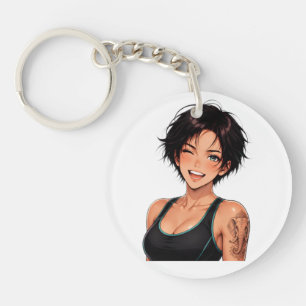 Porte-clés en acrylique Manga Fille de gym