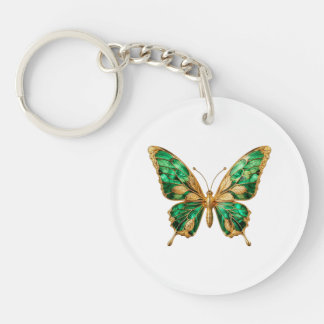 Porte-clés en acrylique Papillon à feuille d'or ém
