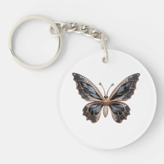 Porte-clés en acrylique Papillon en Onyx Noir