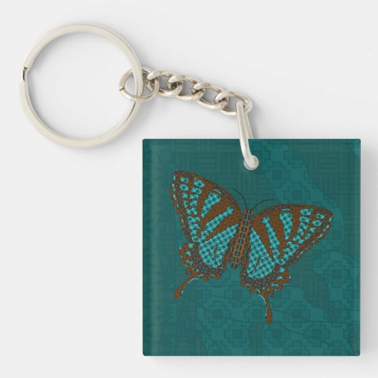 Porte-clés en acrylique Papillon indigène (Devant)