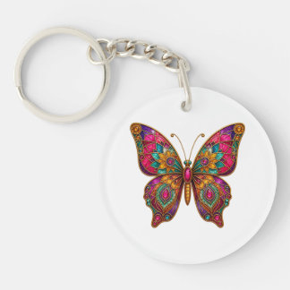 Porte-clés en acrylique papillon mandala bohème co