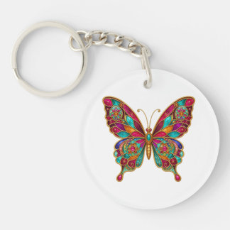 Porte-clés en acrylique papillon mandala bohème co