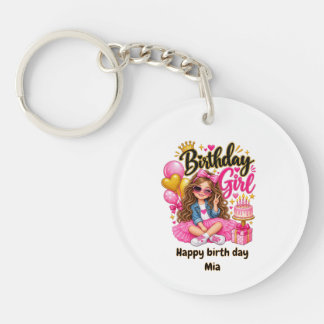 Porte-clés en acrylique pour fille d'anniversaire