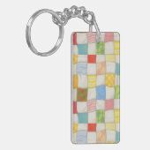 Porte-clés en acrylique rectangle Crazy Quilt (Devant gauche)