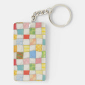 Porte-clés en acrylique rectangle Crazy Quilt (Dos)