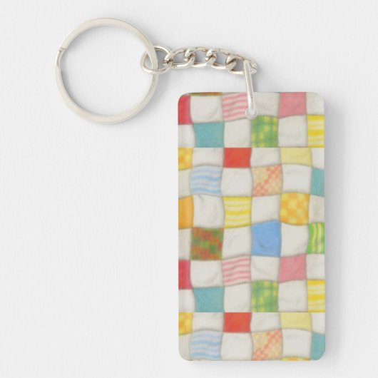 Porte-clés en acrylique rectangle Crazy Quilt (Devant)