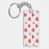 Porte-clés en acrylique rectangle MINI CŒURS (Devant gauche)