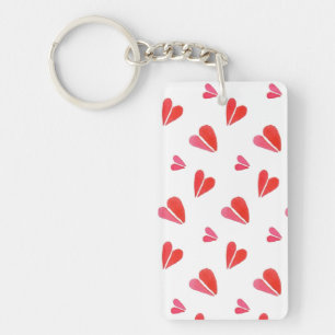 Porte-clés en acrylique rectangle MINI CŒURS