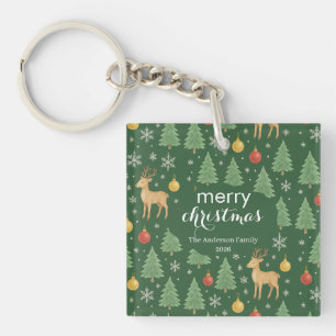 Porte-clés en acrylique Renne & Sapin de Noël - Aq