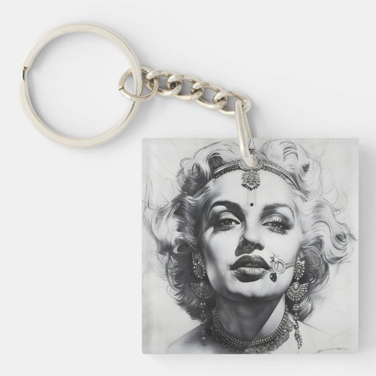 Porte-clés en acrylique représentant de belles fem (Devant)