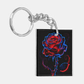 Porte-clés en acrylique Rose Néon (Devant gauche)