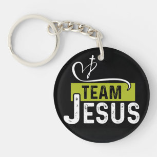 Porte-clés en acrylique Team Jesus, recto verso