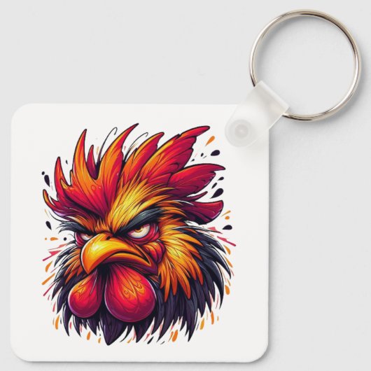 Porte-clés en aluminium "Artie Angry Rooster" (Dos)