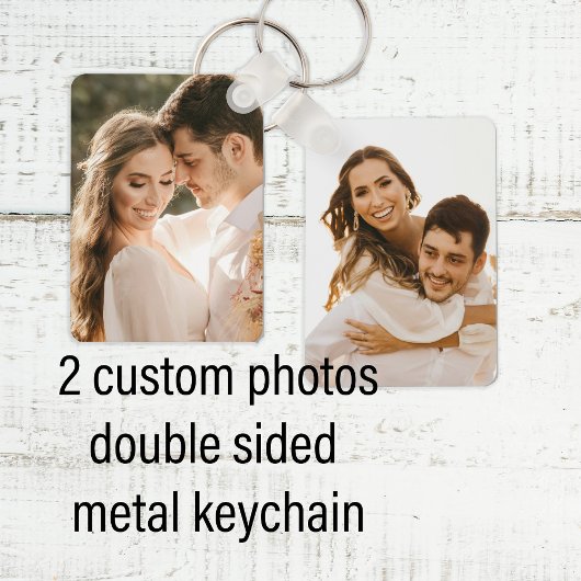 Porte-clés en aluminium double face avec photo de 