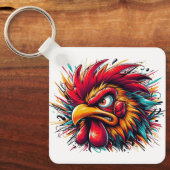 Porte-clés en aluminium "Ray le Coq Féroce" (Recto)