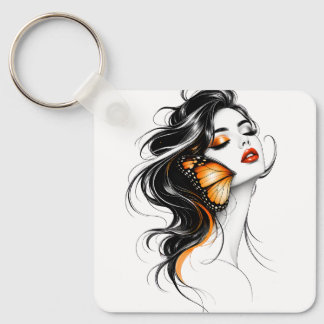 Porte-clés en art abstrait papillon trois élégant