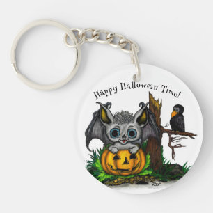 Porte-clés En attente d'Halloween, Bat mignonne et Corbeau