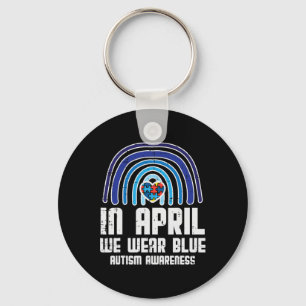 Porte-clés En Avril, Nous Portons Blue Rainbow Heart Autism A