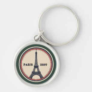 Porte-clés en cuir vintage Paris Tour Eiffel 1889