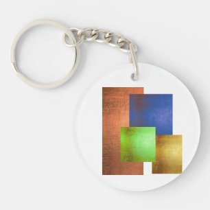 Porte-clés en cuivre bleu vert or d'art moderne