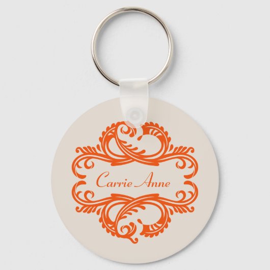 Porte-clés en damas chic orange (Recto)
