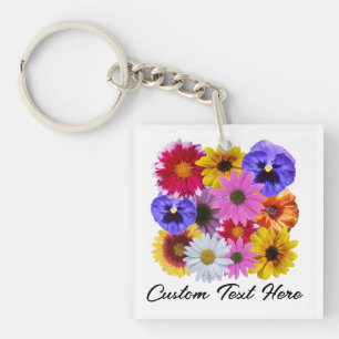 Porte-clés En fleur - Floral Carré