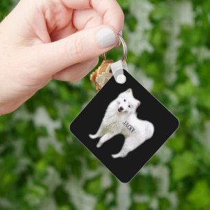 Porte-clés en forme de chien mignon Samoyède pour