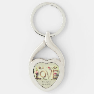 Porte-clés en forme de cœur en spirale «Love Rose»
