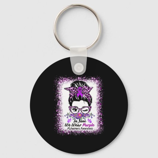 Porte-clés En Juin Nous Portons Violet Alzheimer Sensibilisat (Recto)
