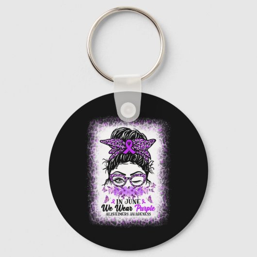 Porte-clés En Juin Nous Portons Violet Alzheimer Sensibilisat (Recto)