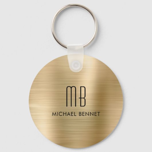 Porte-clés en métal brossé faux or Monogram (Recto)