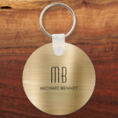 Porte-clés en métal brossé faux or Monogram (Recto)