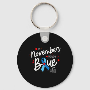 Porte-clés En Novembre Nous Portons Bleu Diabétique Guerrier
