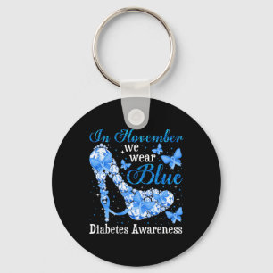 Porte-clés En Novembre Nous Portons Bleu Papillons Diabète Aw