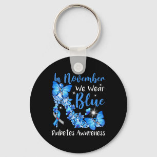 Porte-clés En Novembre Nous Portons Bleu Papillons Diabète Aw