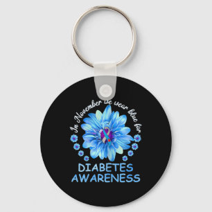 Porte-clés En Novembre Nous Portons Blue Sunflower Diabetes A