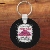 Porte-clés En octobre, nous portons le volleyball rose Cancer (Recto)
