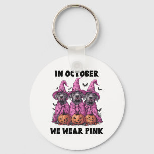 Porte-clés En Octobre Nous Portons Pink Great Dane Halloween 
