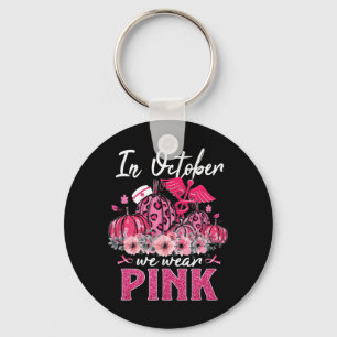 Porte-clés En Octobre Nous Portons Pink Nurse Life Citrouille